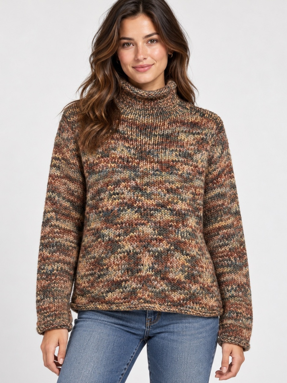 Vintage Columbia Wool Blend Marled Turtleneck Sweater Large
